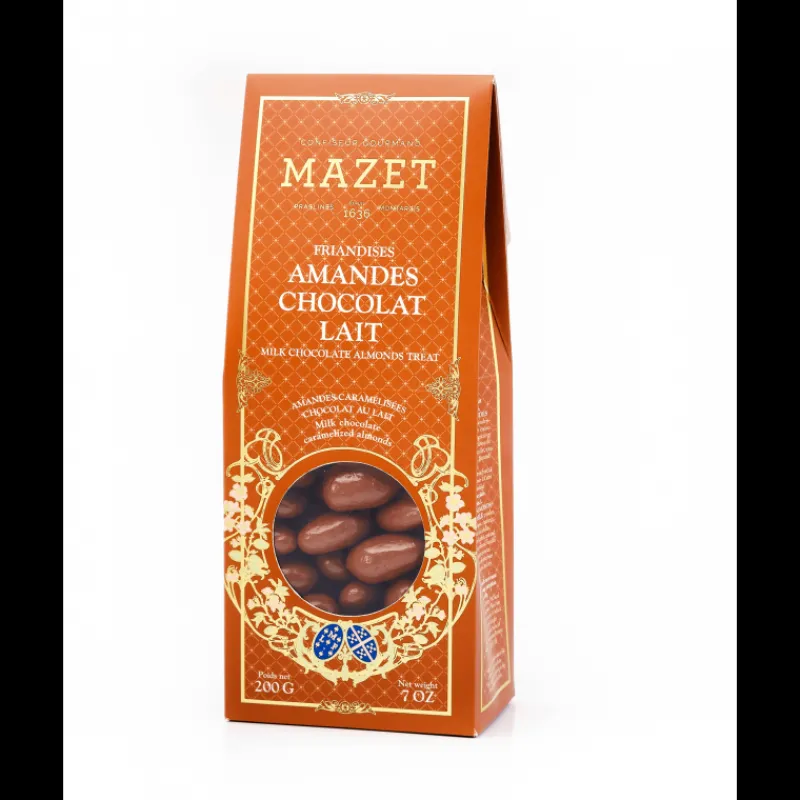 MAZET Chocolats À Offrir|Confiserie|Etui Pincé Friandises Amandes Chocolat Lait 200 g