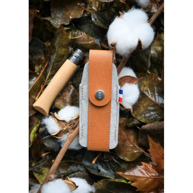 OPINEL Rangement Couteaux|Etui pour Couteau en Cuir et Feutrine Outdoor M Collection France