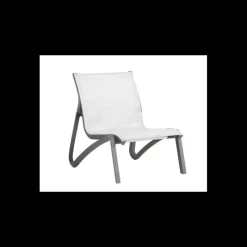 GROSFILLEX Mobilier Lounge|Salon De Jardin Professionnel|Fauteuil Conversationnel Noir Volcanique Toile Gris Chiné Sunset