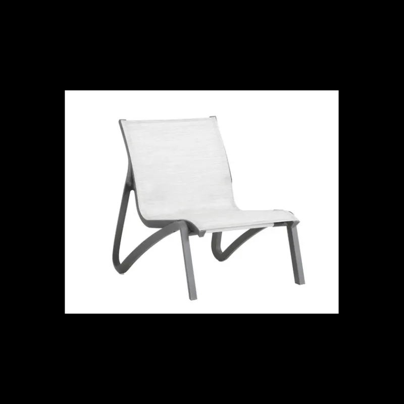 GROSFILLEX Mobilier Lounge|Salon De Jardin Professionnel|Fauteuil Conversationnel Noir Volcanique Toile Gris Chiné Sunset