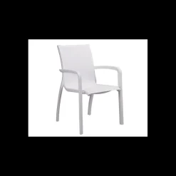 GROSFILLEX Mobilier Terrasse Restaurant|Fauteuil d'extérieur Blanc Glacier et Toile Blanche Sunset