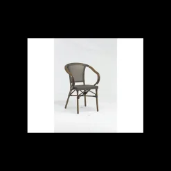 LYROSE Mobilier Terrasse Restaurant|Fauteuil Imitation Rotin Moka et Bois