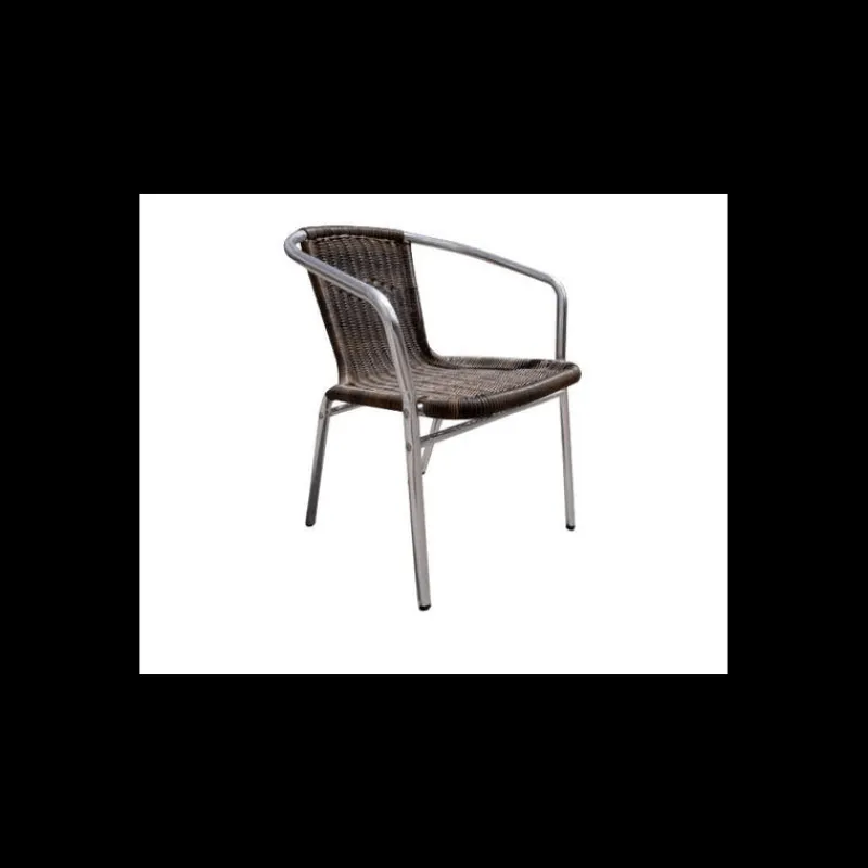 LYROSE Mobilier Terrasse Restaurant|Fauteuil Tressé Structure Aluminium Walis Moka