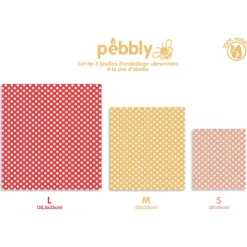 PEBBLY Conservation|Feuille Emballage Alimentaire Cire Abeille Pois (x3)