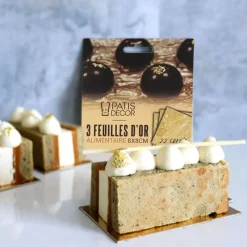 PATISDECOR Décoration Comestible|Décoration Gâteau|Feuilles d'Or Alimentaire 22 carats 3 feuilles Patisdécor