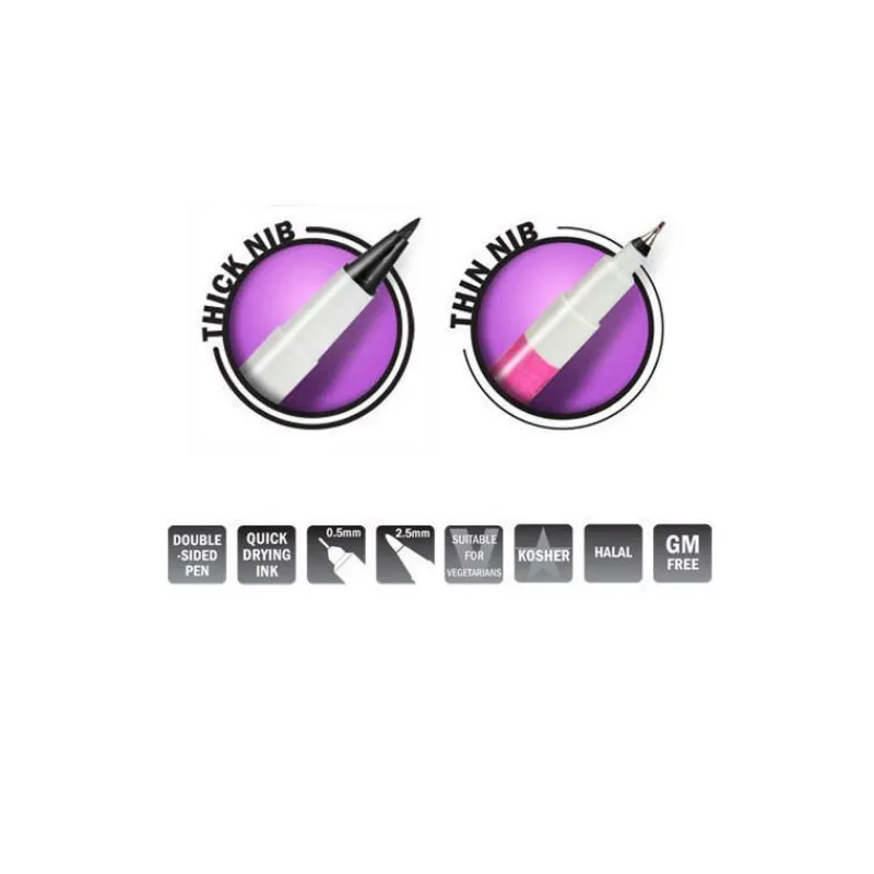 RAINBOW DUST Décoration Comestible|Feutre alimentaire Noir Jais double mines