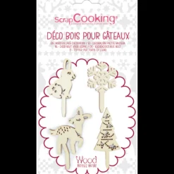 SCRAPCOOKING Décoration Gâteau|FIN DE SERIE Cake Topper Bois Forêt Enchantée (x4)
