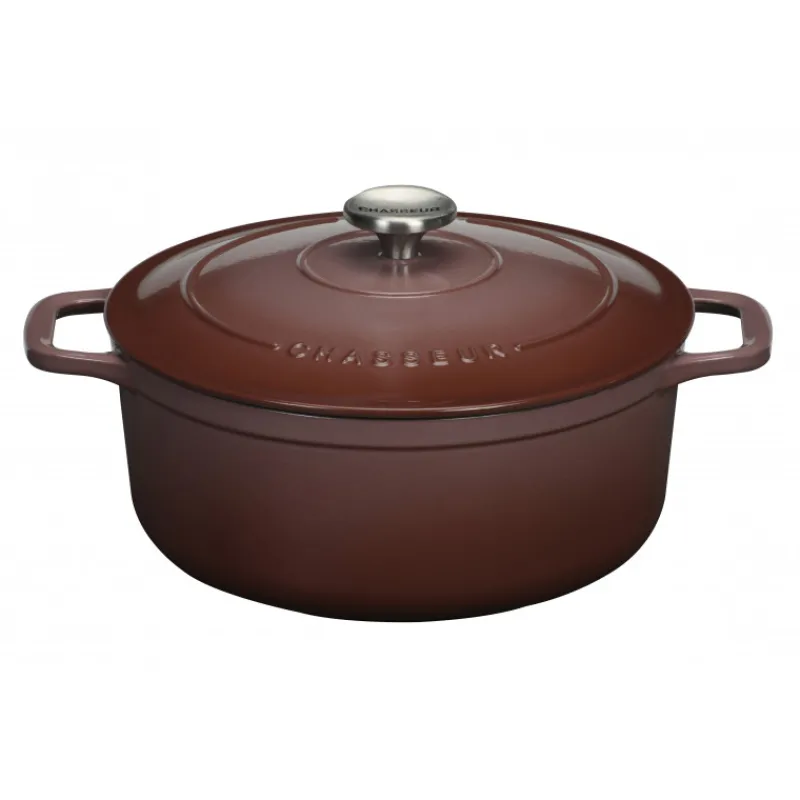 CHASSEUR Cocotte En Fonte|FIN DE SERIE Cocotte en Fonte Ronde 20 cm Bois de Rose