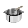 CRISTEL Batterie De Cuisine|Casseroles|FIN DE SERIE Lot de 3 Casseroles inox avec Poignée Taupe Mutine Amovible