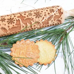 SCRAPCOOKING Ustensiles Décor Gâteau|Ustensiles Pâtisserie|FIN DE SERIE Rouleau à Pâtisserie Motif Noël Forêt Enchantée 39 cm