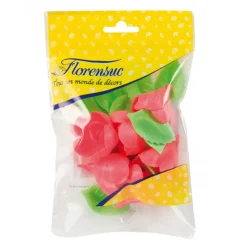 FLORENSUC Décoration Comestible|Fleurs de rose carmin x6, grandes feuilles x12 - en Azyme