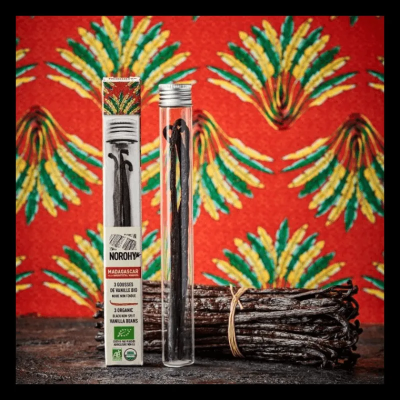 NOROHY Produits Bio|Gousse De Vanille|Gousse de Vanille Bio de Madagascar 19 cm (x3)