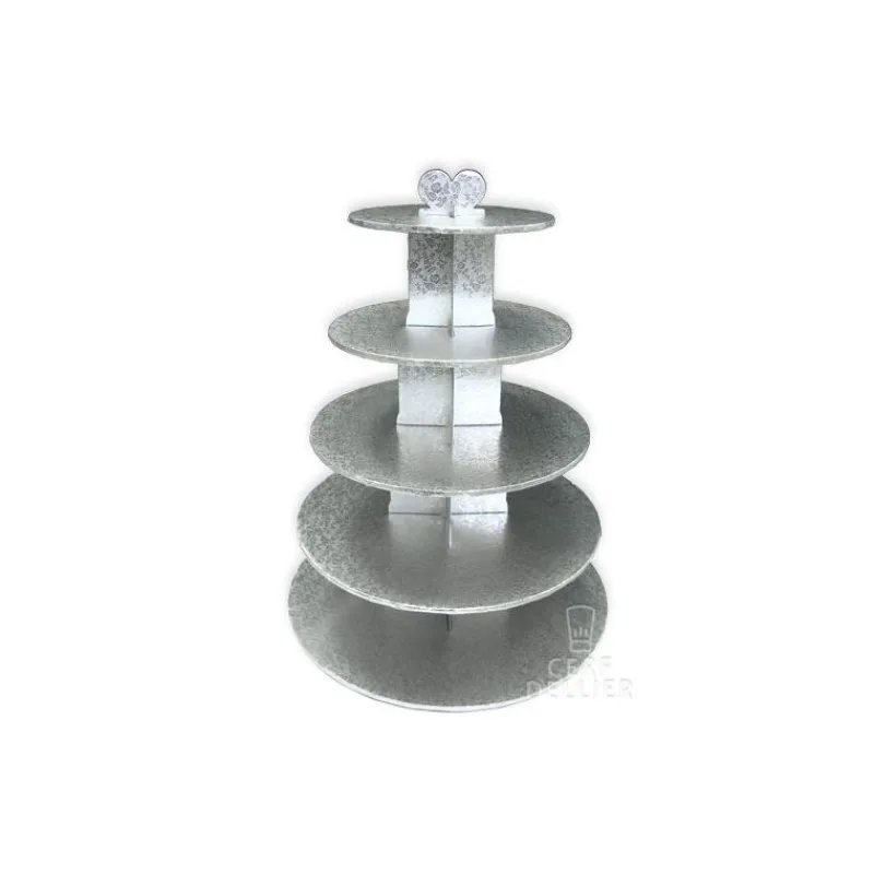 GATODECO Présentoirs Pour Gâteaux|Grand Présentoir Argenté Cupcakes 5 Etages Ronds Gatodéco