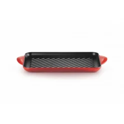 LE CREUSET Plat De Cuisson|Grills|Gril en Fonte Rectangulaire 32 cm Cerise