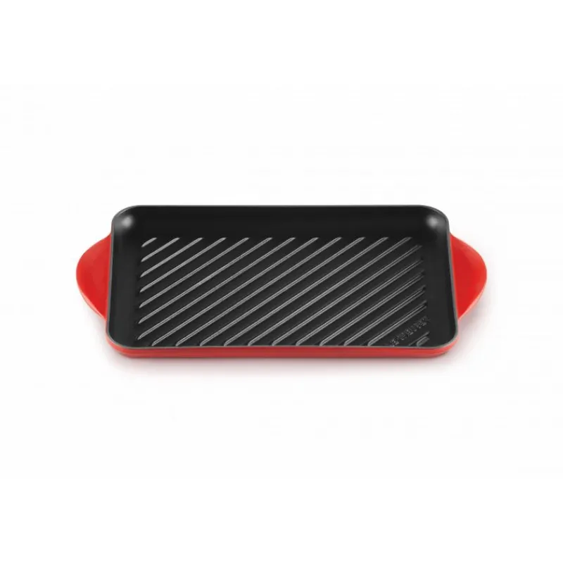 LE CREUSET Plat De Cuisson|Grills|Gril en Fonte Rectangulaire 32 cm Cerise