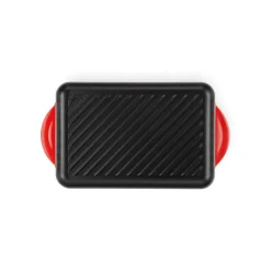 LE CREUSET Plat De Cuisson|Grills|Gril en Fonte Rectangulaire 32 cm Cerise