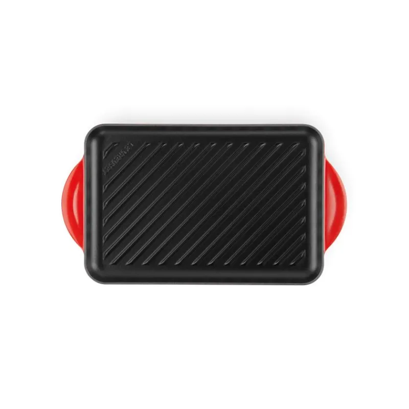 LE CREUSET Plat De Cuisson|Grills|Gril en Fonte Rectangulaire 32 cm Cerise