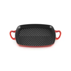 LE CREUSET Plat De Cuisson|Grills|Gril en Fonte Rectangulaire 30 cm Cerise