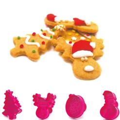 SCRAPCOOKING Emporte Pièce - Découpoir Pâtisserie|Kit 4 découpoirs à éjecteurs pour Biscuits Noël