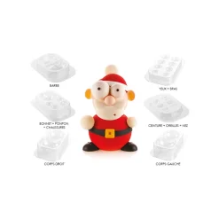 SILIKOMART Moules À Chocolat|Kit Moules Chocolat Père Noël en PVC 18,8 cm x H 24,8 cm (x5) Professional