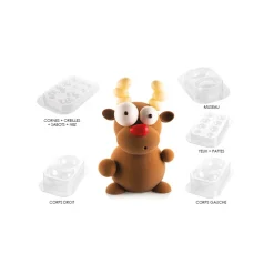 SILIKOMART Moules À Chocolat|Kit Moules Chocolat Renne en PVC 14,7 cm x H 23,6 cm (x5) Professional