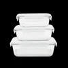 PEBBLY Plat De Cuisson|Conservation|Lot 3 Boîtes de Conservation en Verre Rectangle