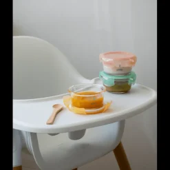 PEBBLY Conservation|Lot 3 Boîtes de Conservation Rondes pour Bébé en Verre Graduées 240 ml