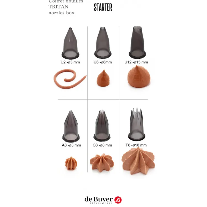 DE BUYER Douilles Pâtisserie|Lot 6 Douilles Tritan Débutant