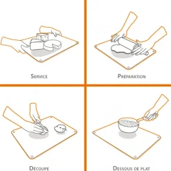 PEBBLY Planches À Découper|Lot 2 Protections Plaque de Cuisson en Verre Noir