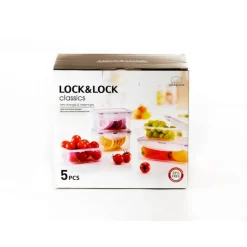 LOCK AND LOCK Conservation|Lot de 5 Boîtes de Conservation Plastique 350 ml - 470 ml - 1 L