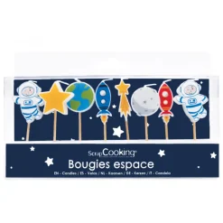 SCRAPCOOKING Décoration Gâteau|Lot de 8 bougies « Espace »