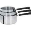 CRISTEL Batterie De Cuisine|Casseroles|Lot de 3 Casseroles inox à Poignée Noire Mutine Fixe