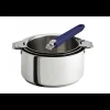 CRISTEL Batterie De Cuisine|Casseroles|Lot de 3 Casseroles inox avec Poignée Bleue Mutine Amovible