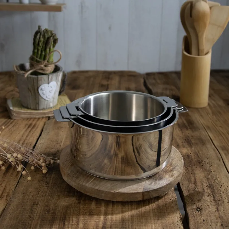 CRISTEL Casseroles|Lot de 3 Casseroles Inox Mutine avec 1 Poignée Amovible Casteline