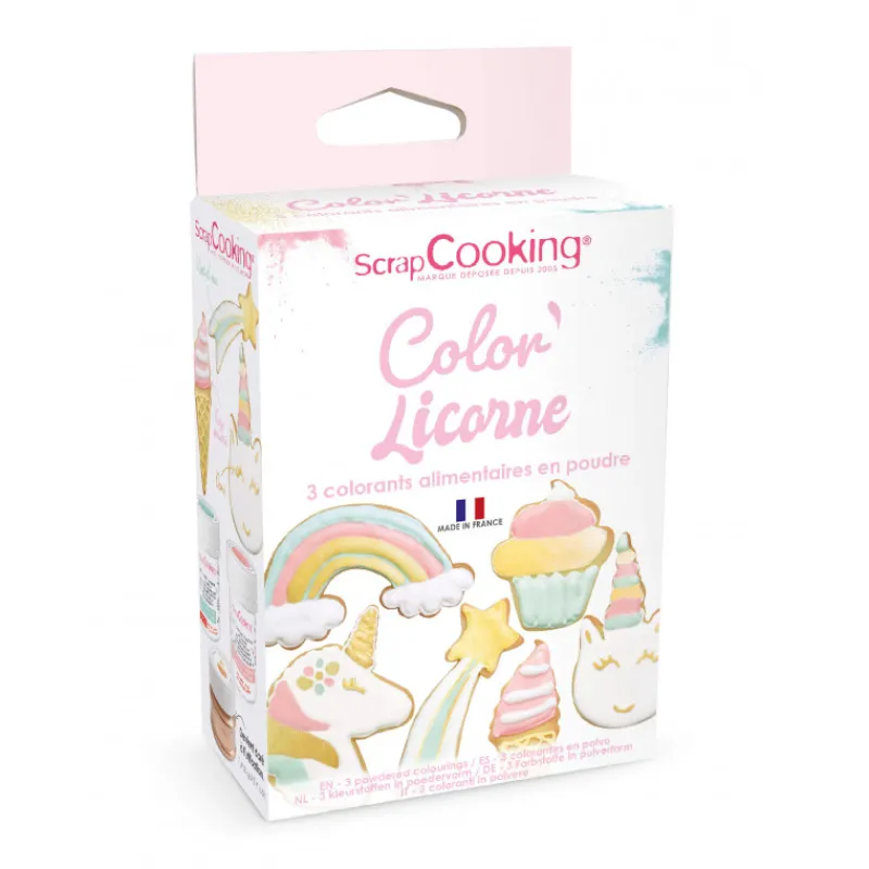 SCRAPCOOKING Colorants Alimentaires|Lot de 3 colorants alimentaires en poudre, rose, vert et doré 5g