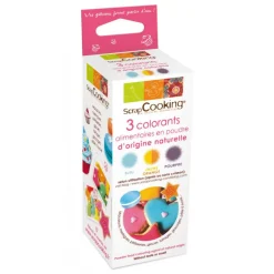 SCRAPCOOKING Colorants Alimentaires|Lot de 3 Colorants en Poudre Alimentaire Pourpre/Orange/Bleu