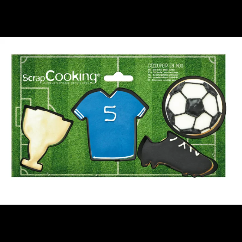SCRAPCOOKING Emporte Pièce - Découpoir Pâtisserie|Lot de 4 Emporte-Pièces Inox Football
