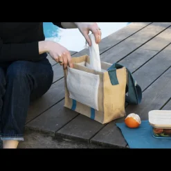 PEBBLY Sac En Tissu|Lunch Bag à Bandoulière avec Set de Table