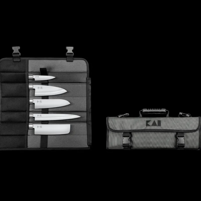 KAI Couteau À Poisson|Couteau Santoku|Mallette 5 Couteaux Japonais Wasabi Black