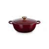 LE CREUSET Marmites|Marmite en Fonte 26 cm Garnet Bouton Doré Signature