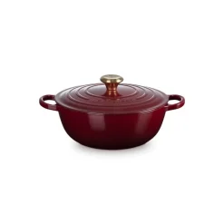 LE CREUSET Marmites|Marmite en Fonte 26 cm Garnet Bouton Doré Signature