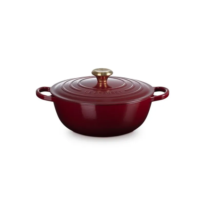 LE CREUSET Marmites|Marmite en Fonte 26 cm Garnet Bouton Doré Signature