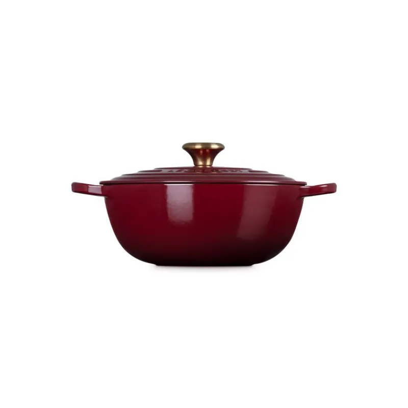 LE CREUSET Marmites|Marmite en Fonte 26 cm Garnet Bouton Doré Signature