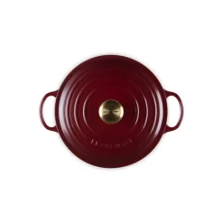 LE CREUSET Marmites|Marmite en Fonte 26 cm Garnet Bouton Doré Signature