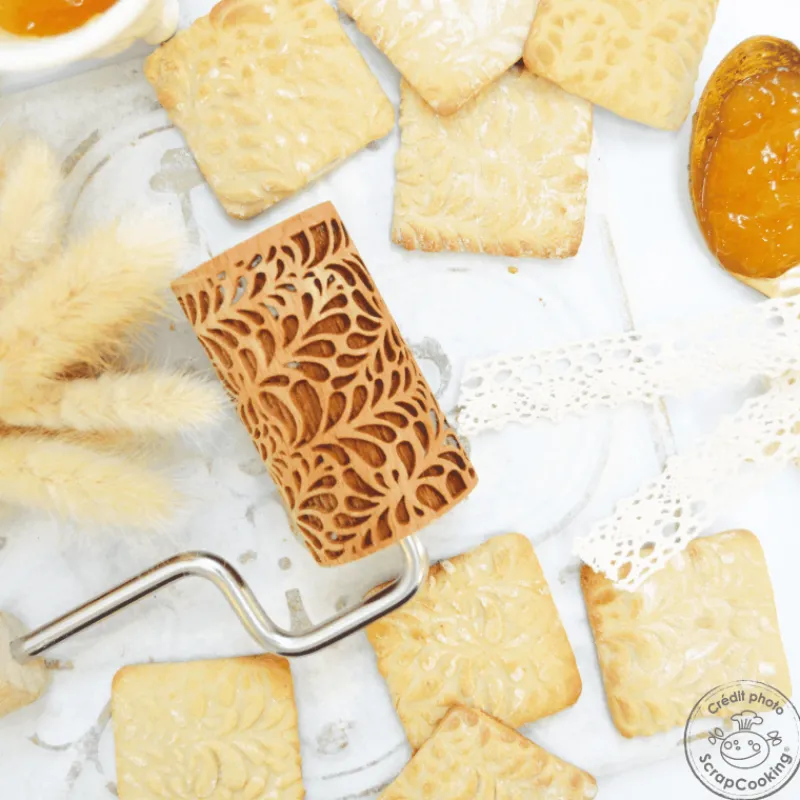 SCRAPCOOKING Ustensiles Pâtisserie|Mini Rouleau à Pâtisserie Empreinte Ondines 7 cm