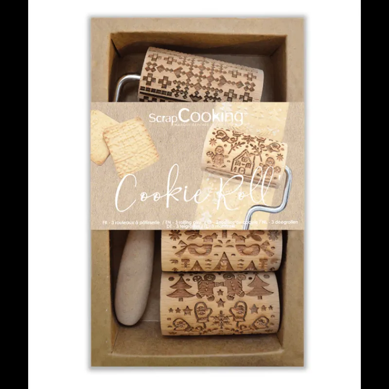 SCRAPCOOKING Ustensiles Pâtisserie|Mini Rouleau à Pâtisserie Empreinte Noël Interchangeable 7 cm (x3)