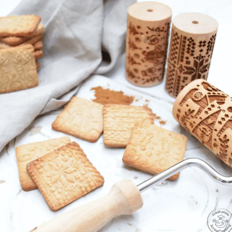 SCRAPCOOKING Ustensiles Pâtisserie|Mini Rouleau à Pâtisserie Empreinte Noël Interchangeable 7 cm (x3)