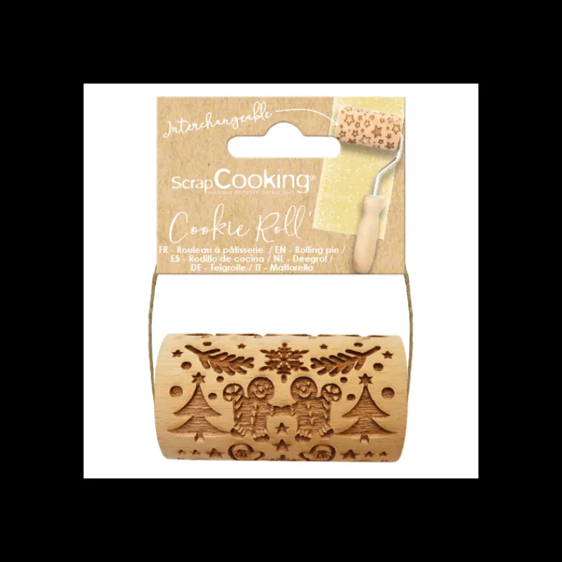 SCRAPCOOKING Ustensiles Pâtisserie|Mini Rouleau à Pâtisserie Empreinte Pain d'Epices 7 cm