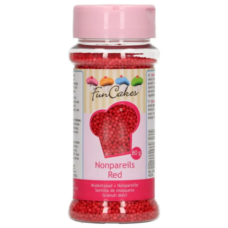 FUNCAKES Décoration Comestible|Mini-billes Rouge 80g