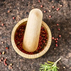 PEBBLY Pilon Et Casse-noix|Mortier Pilon Bambou Ø 11,5 cm x H 7 cm